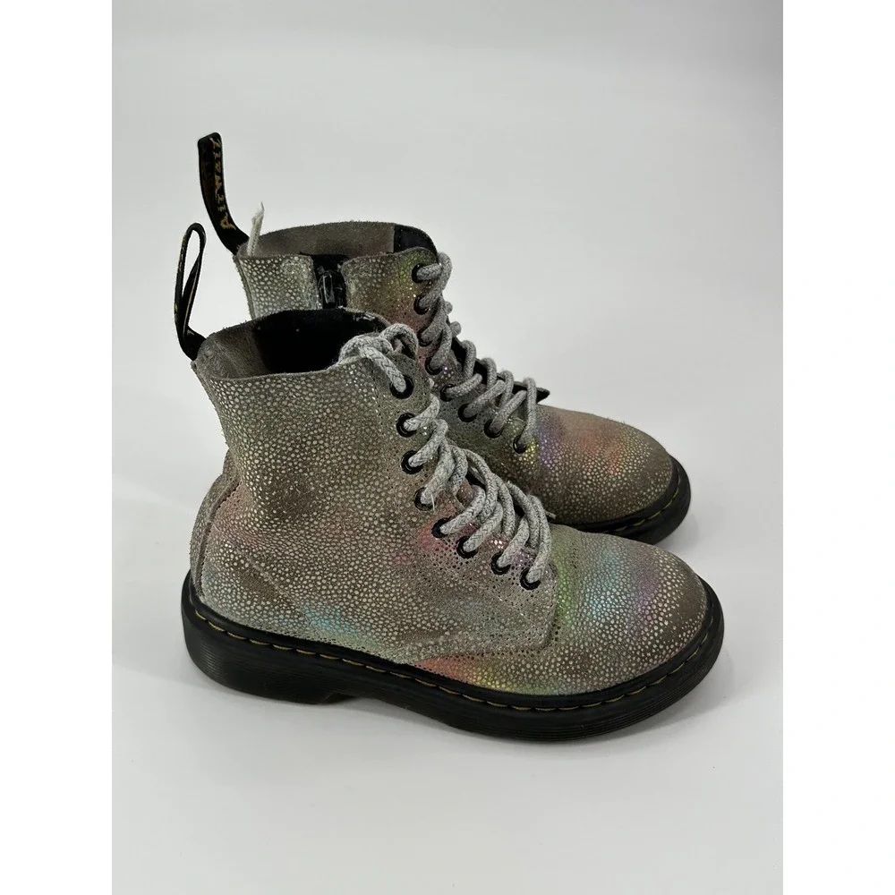 Dr. Martens 1460 Pascal J Rainbow Iridescent Metallic‎ Zip Boots Girls Youth 12